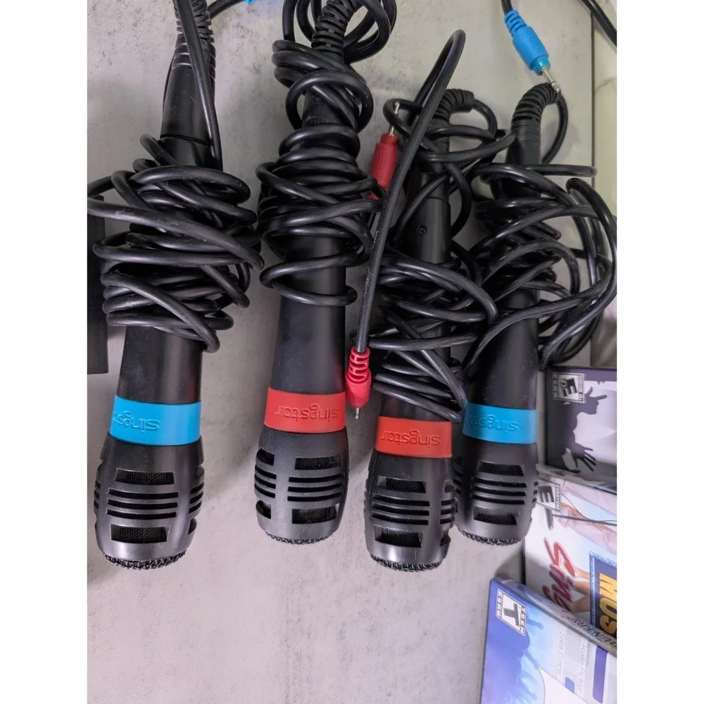 PS2 SingStar Bundle w/ 4Microphones USB Adapter & 3 Games Tested & Working